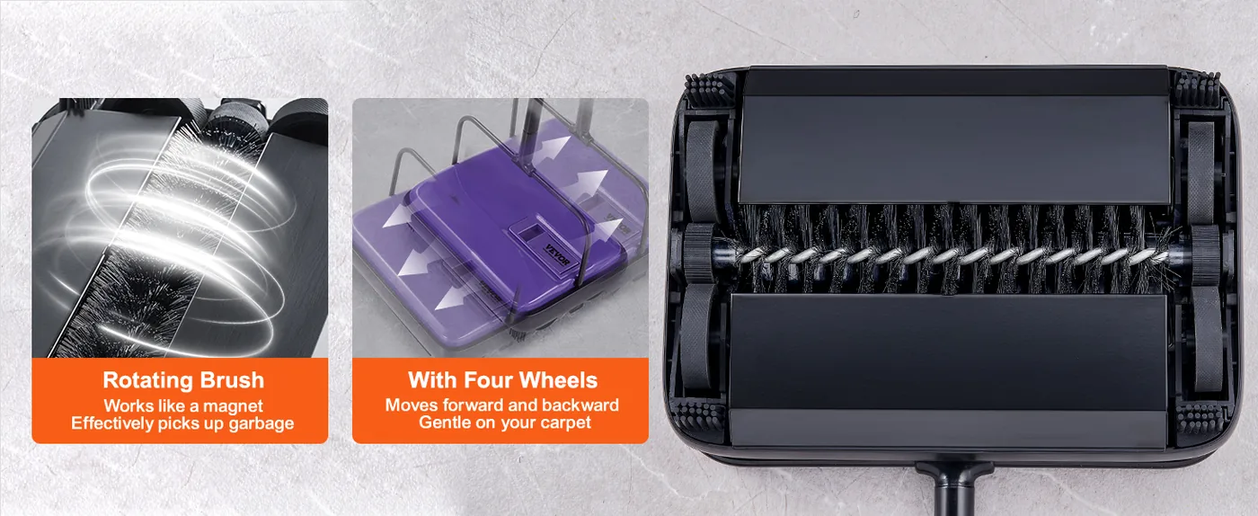 VEVOR manual carpet sweeper overview