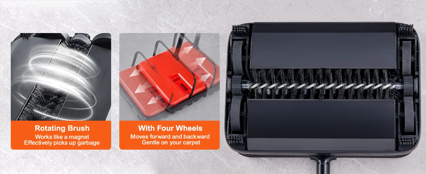 VEVOR manual carpet sweeper overview