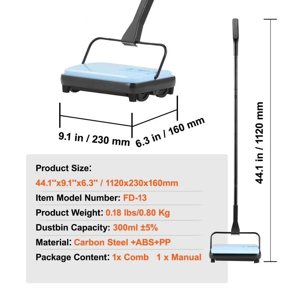 VEVOR carpet sweeper package contents