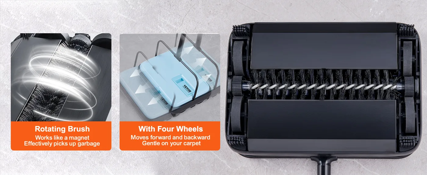 VEVOR manual carpet sweeper overview