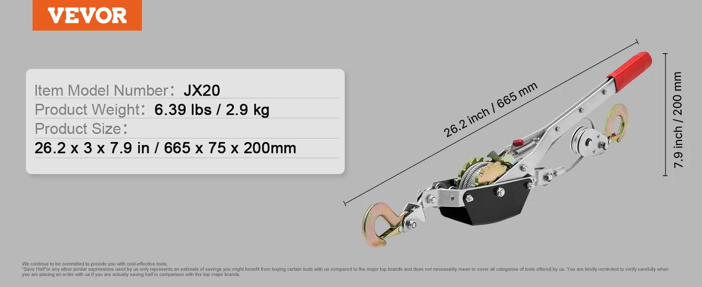 VEVOR Come Along Winch 12 inch feature 5