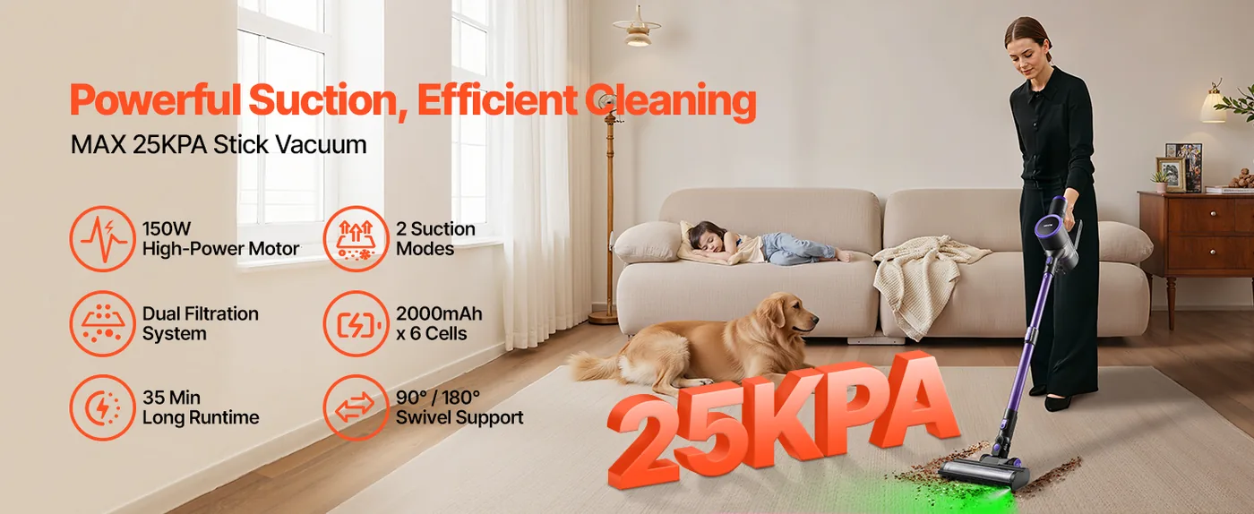 VEVOR Cordless Vacuum Cleaner 25 kPa overview