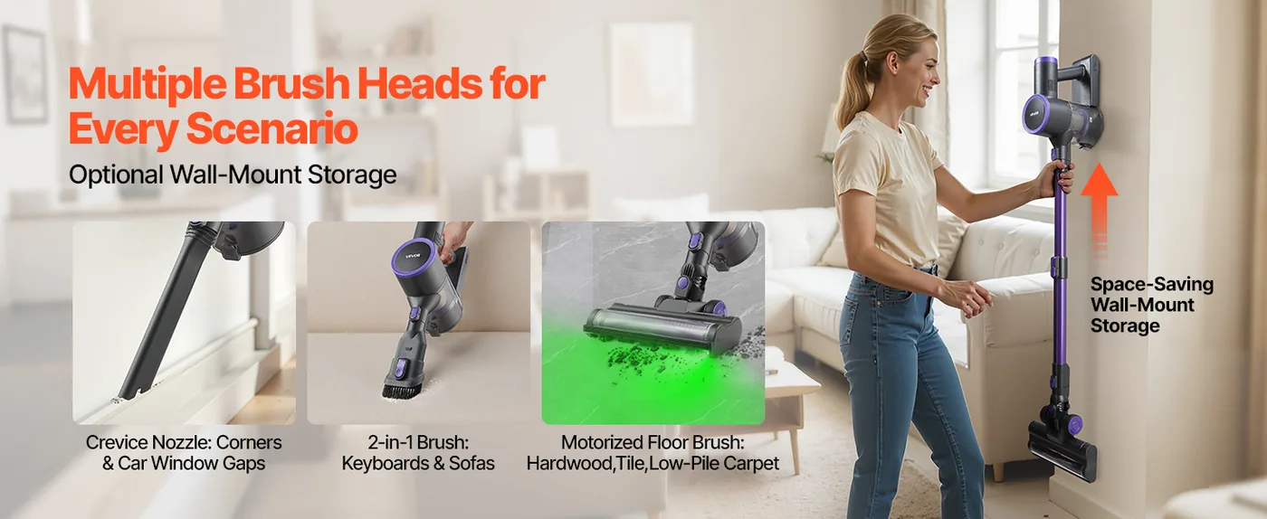 VEVOR Cordless Vacuum Cleaner 25 kPa feature 4