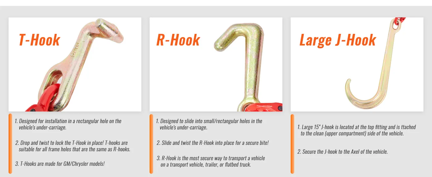 VEVOR V-Chain Bridle 1 Pack 3 ft Large J Hook+Small J Hook+T feature 3