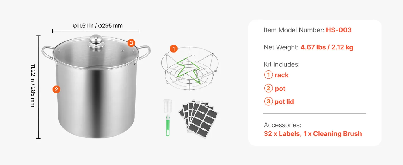 VEVOR 21 QT Canning Pot with Rack and Lid 2 Accessories feature 5