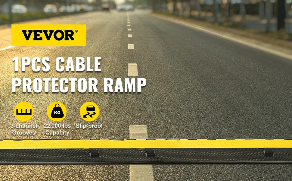 VEVOR 1 pack 3 channel cable protector ramp overview
