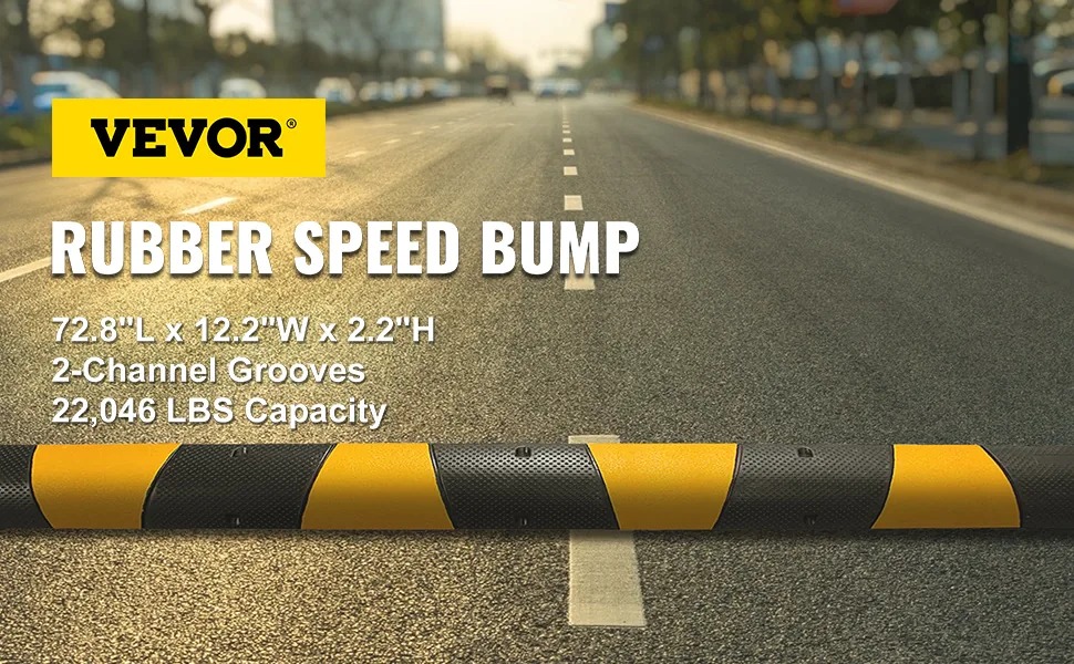 VEVOR 2pcs 6 Feet Rubber Speed Bump Driveway Modular Heavy D overview