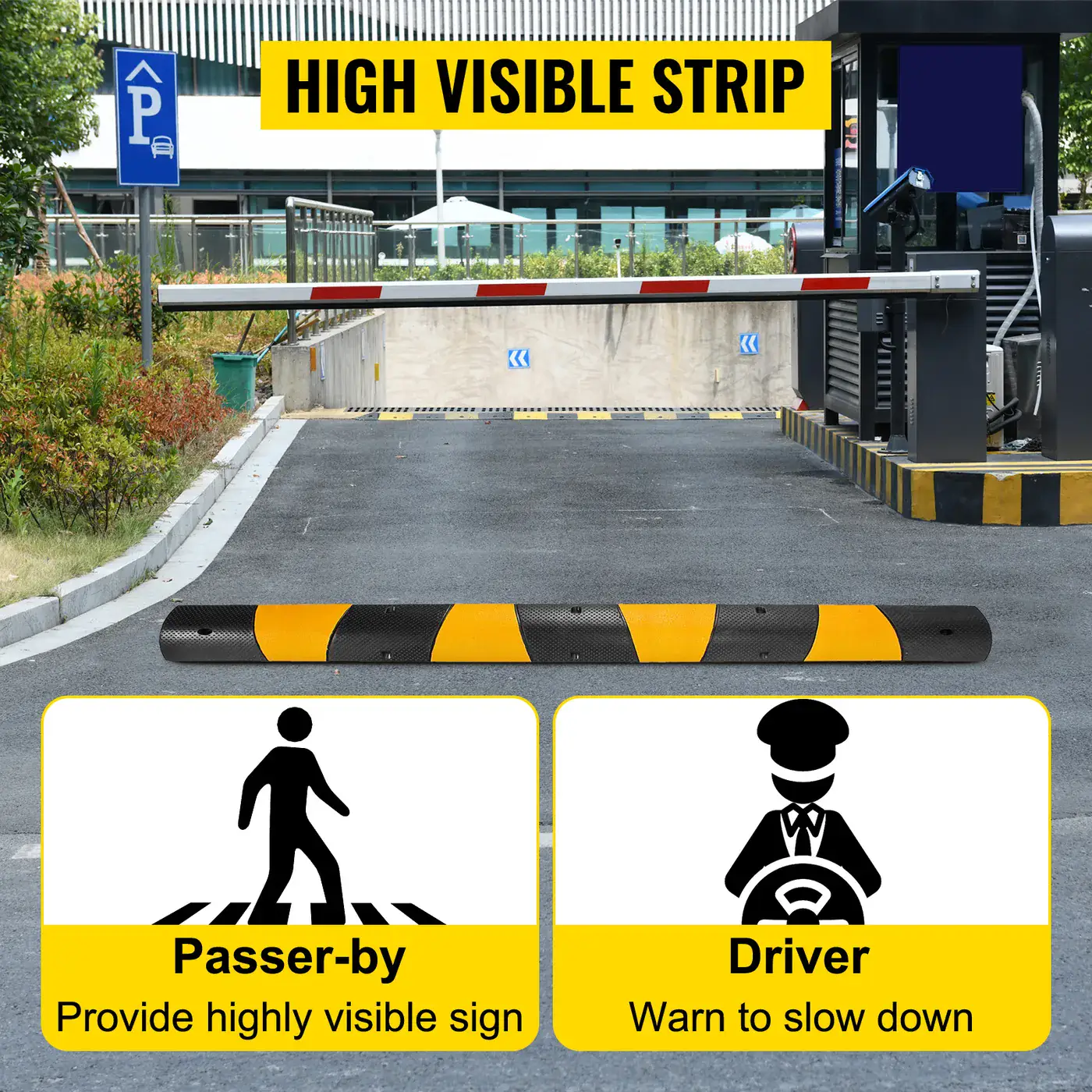 VEVOR 2pcs 6 Feet Rubber Speed Bump Driveway Modular Heavy D feature 5