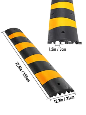 VEVOR 2pcs 6 Feet Rubber Speed Bump Driveway Modular Heavy D feature 8