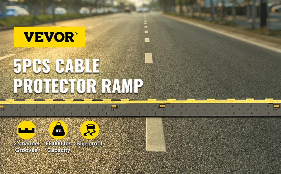 VEVOR 5 pack 2 channel cable protector ramp overview