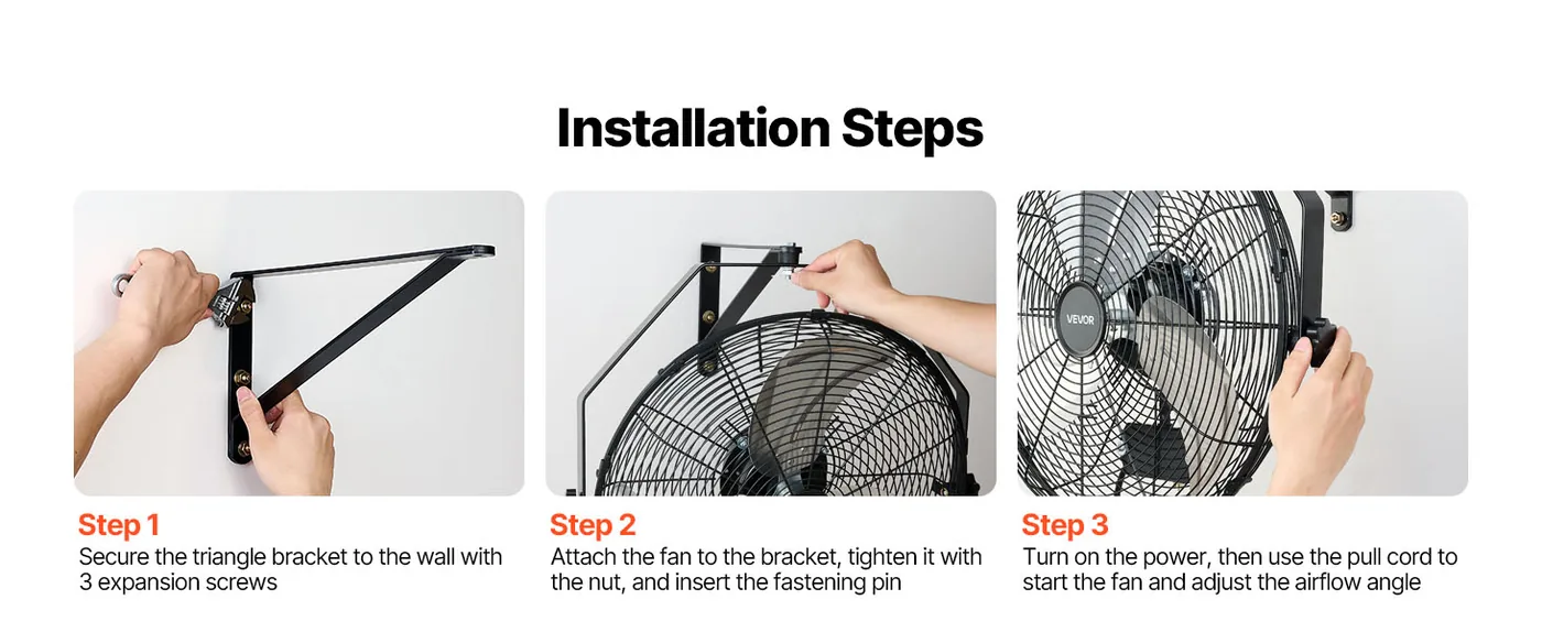 VEVOR Wall Mount Fan 2 Pcs 18inch Fan Assembly