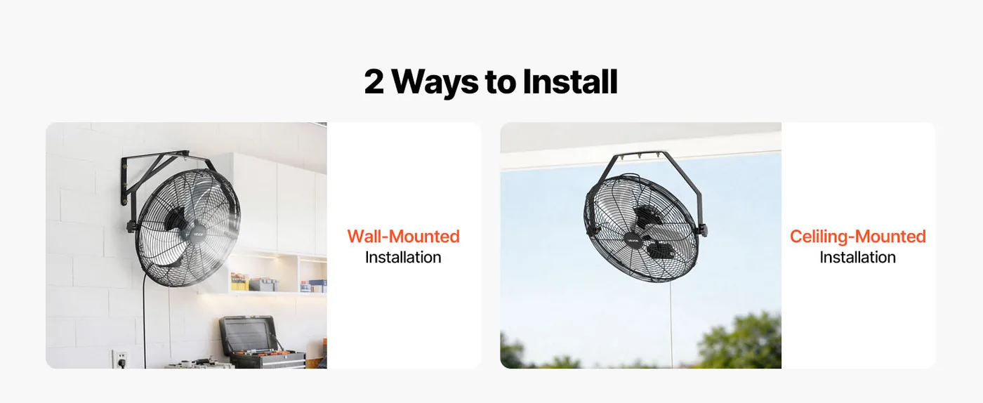 VEVOR Wall Mount Fan 1 Pc 18inch 2 Mounting Options