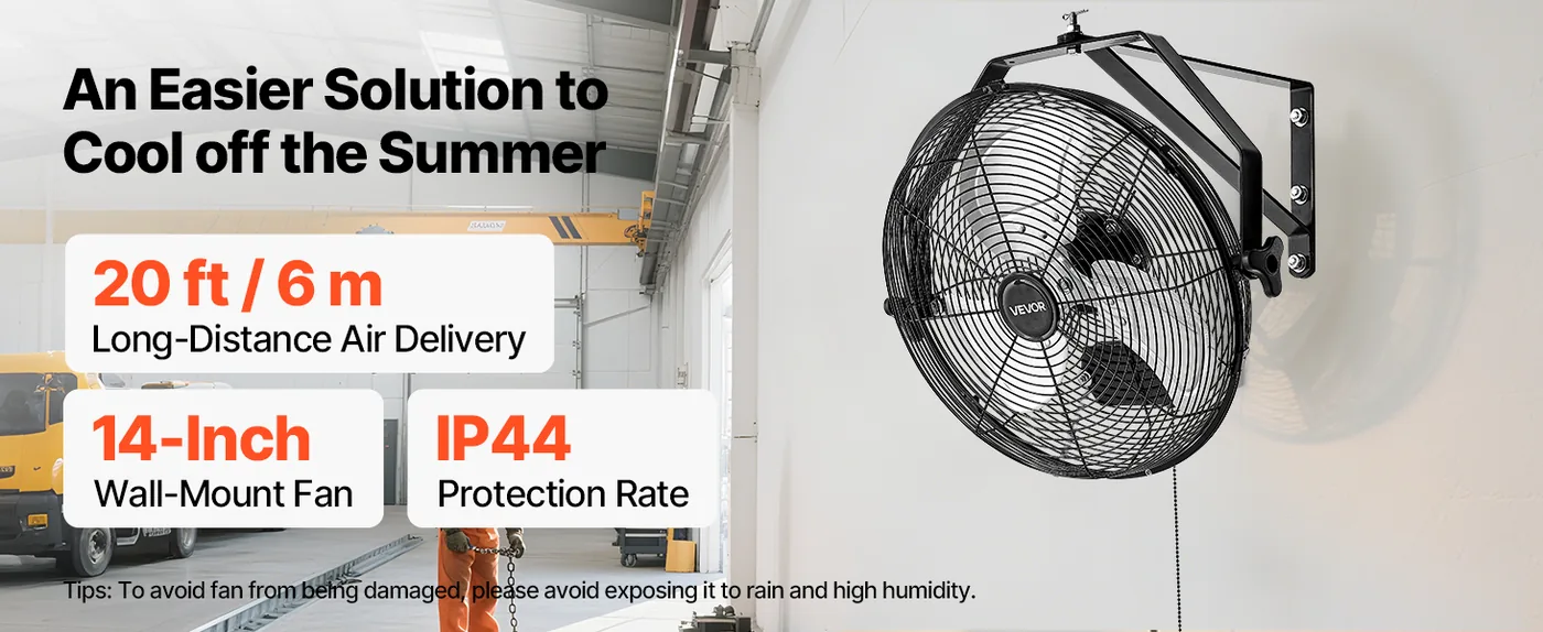 VEVOR 14 Inch Industrial Wall Mount Fan 1 Pc 14inch overview