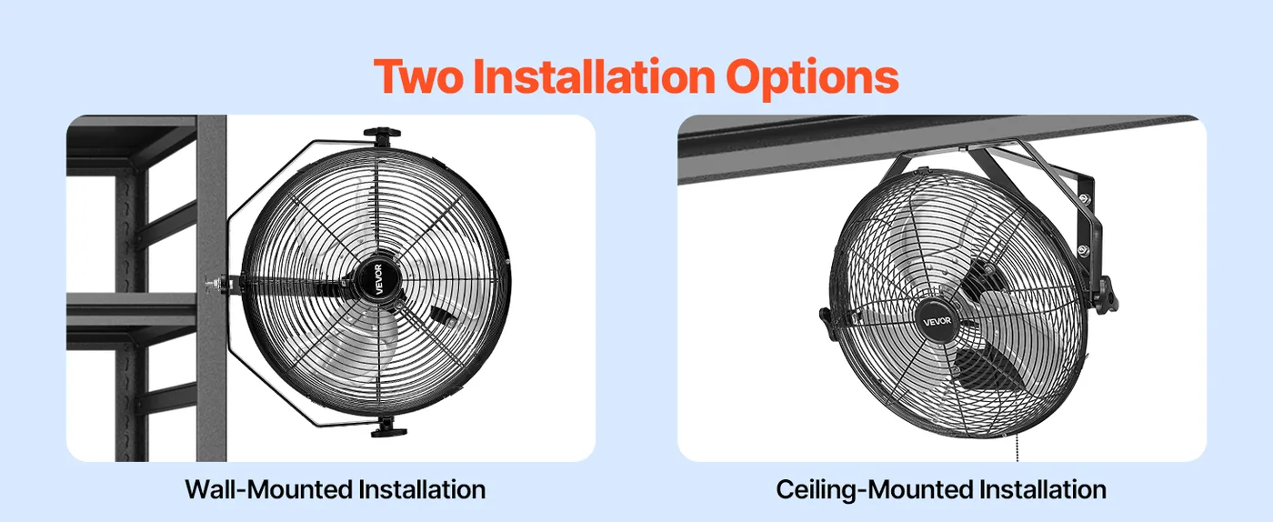 VEVOR 14 Inch Industrial Wall Mount Fan 1 Pc 14inch 360&deg; Adjustable Airflow