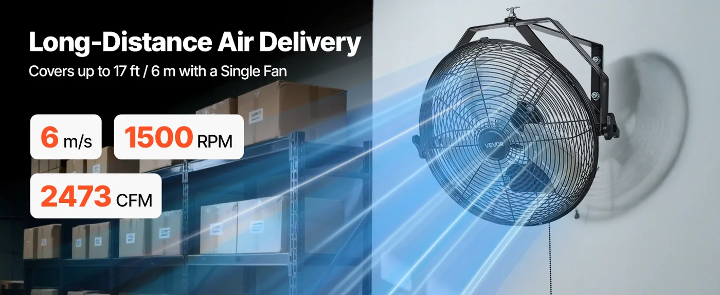 VEVOR 14 Inch Industrial Wall Mount Fan 1 Pc 14inch Long-Range Airflow