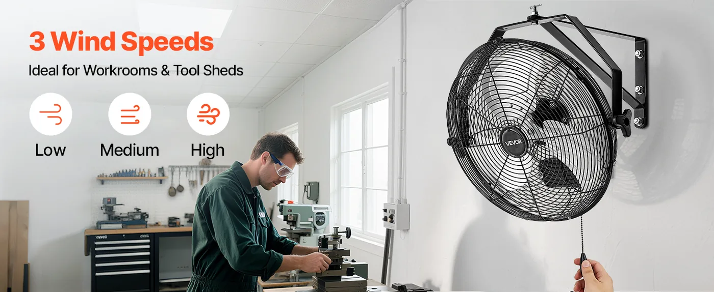 VEVOR 14 Inch Industrial Wall Mount Fan 1 Pc 14inch Workshop
