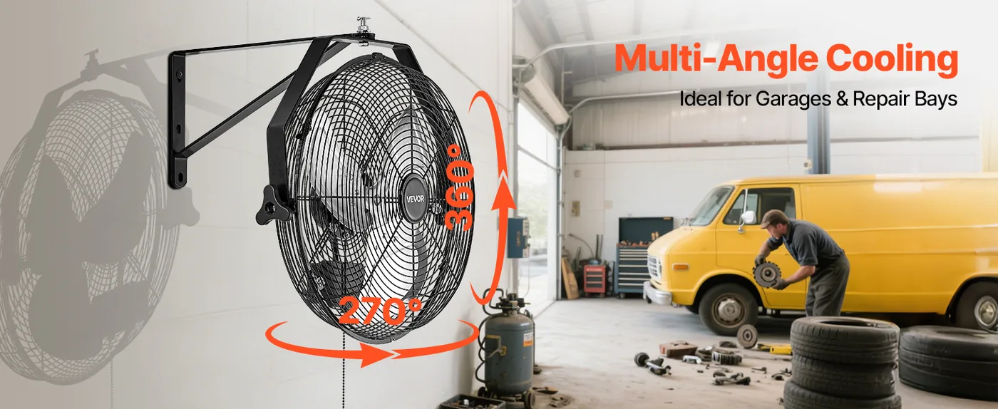 VEVOR 14 Inch Industrial Wall Mount Fan 1 Pc 14inch Garage