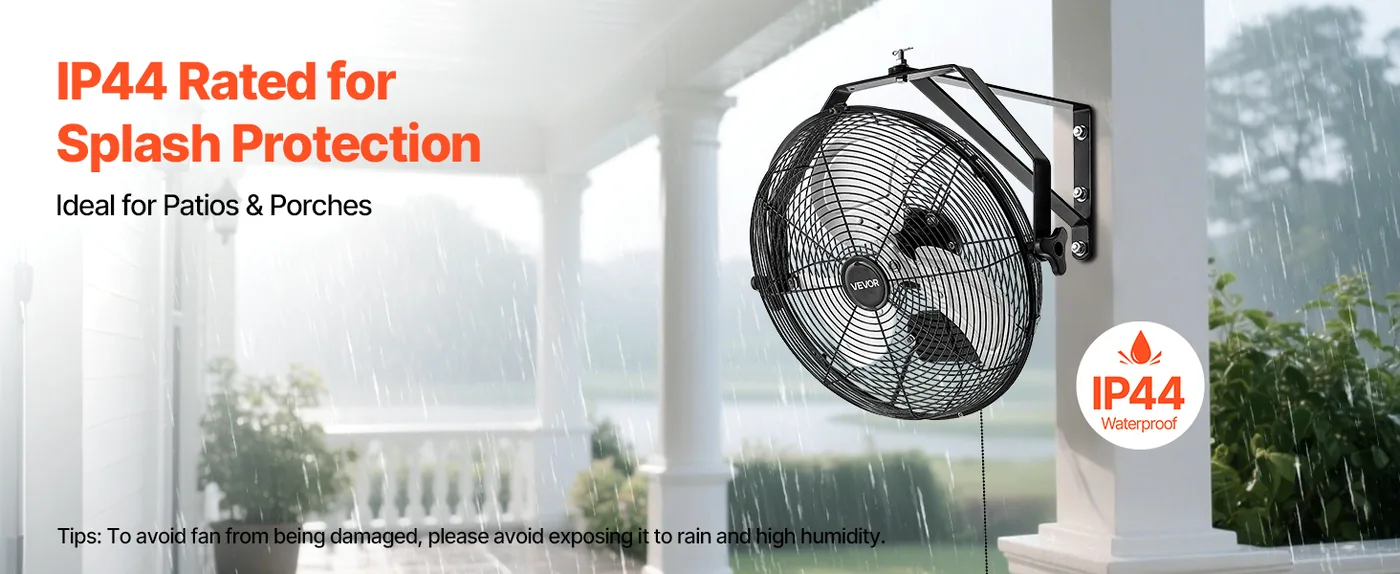 VEVOR 14 Inch Industrial Wall Mount Fan 1 Pc 14inch Patio