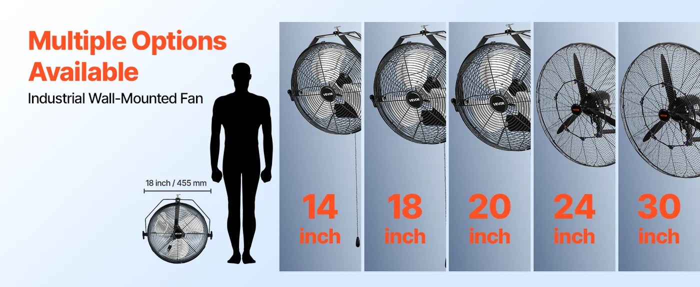 VEVOR 14 Inch Industrial Wall Mount Fan 1 Pc 14inch Multiple Options
