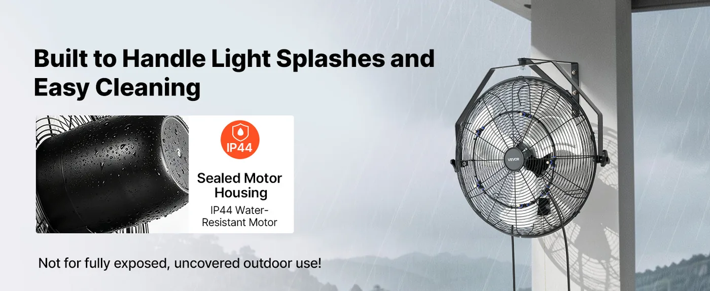 VEVOR Wall Mount Fan 1 Pc 20inch-Misting Water-Resistant
