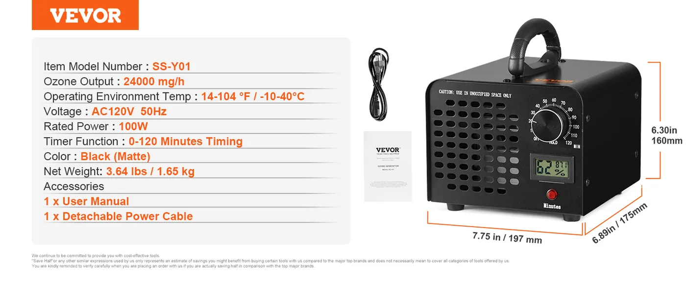 VEVOR ozone generator versatile room applications