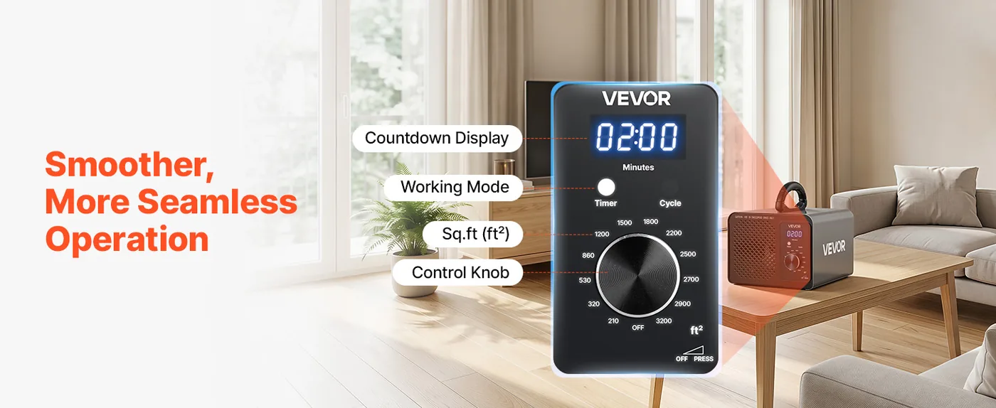VEVOR Ozone Generator 36000mg/h Commercial Knob Deodorizer Electronic Knob Control