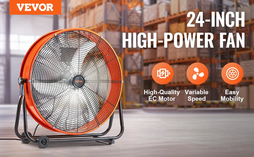 VEVOR Drum Fan 24 inch Without Timer EC overview