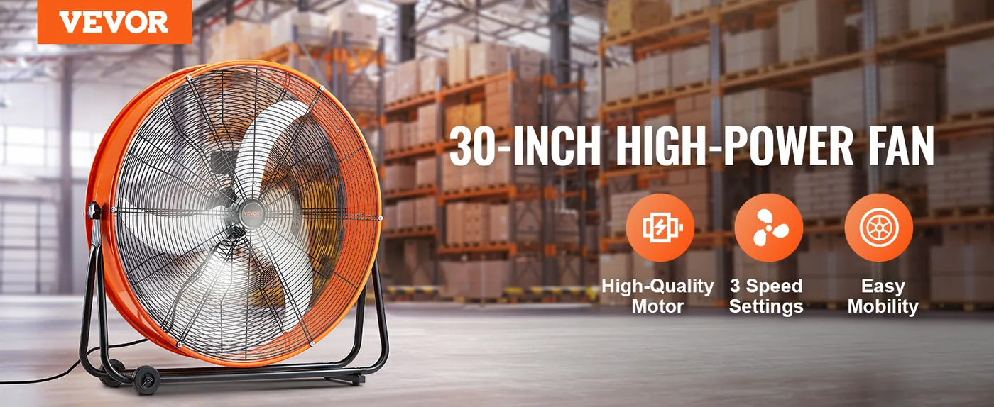 VEVOR Drum Fan 30 inch Without Timer AC overview