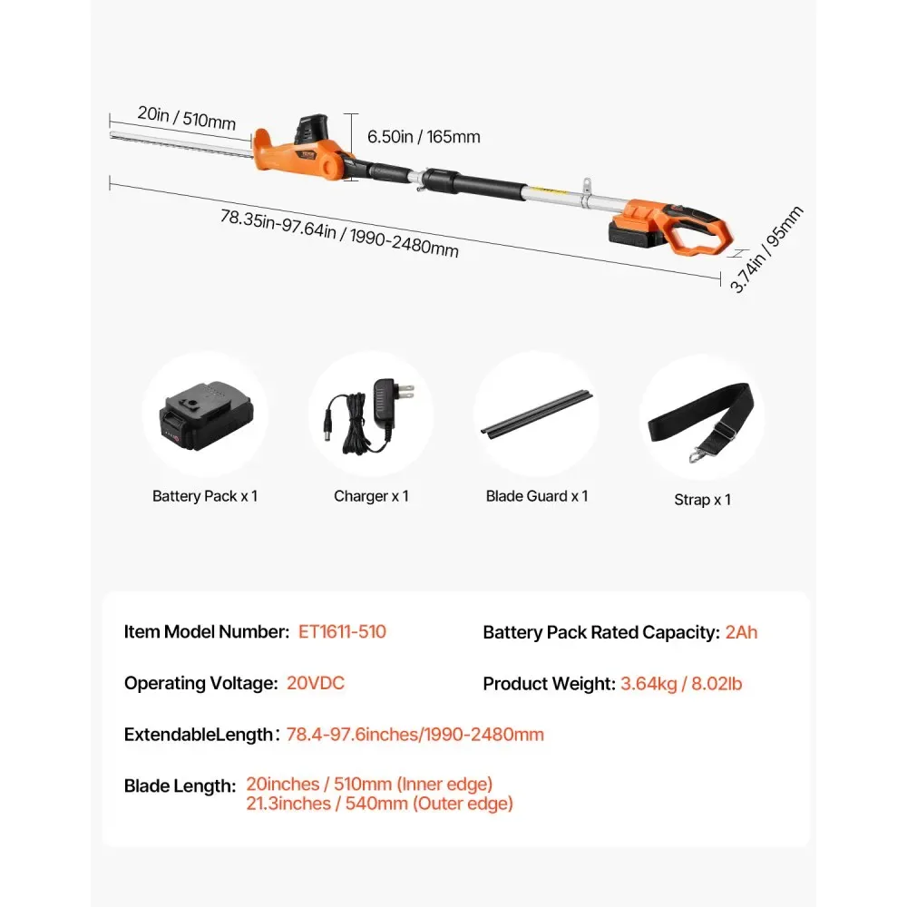 VEVOR Electric Hedge Trimmer High Branch 20 inch product image 7
