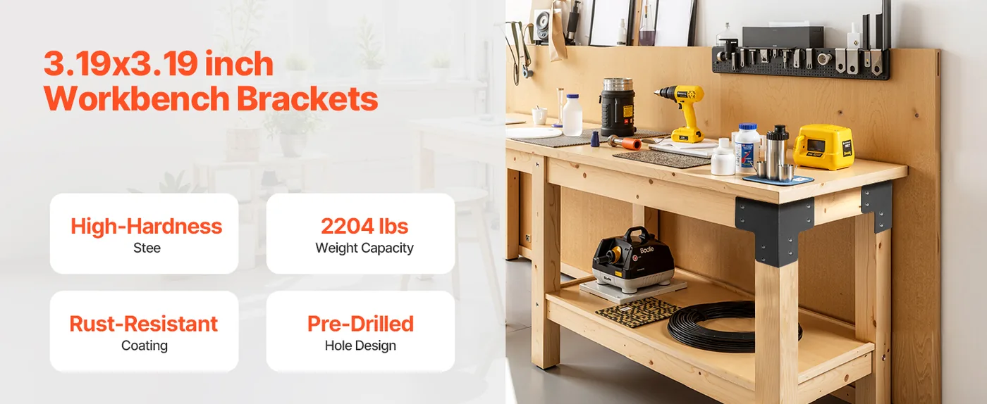 VEVOR Workbench Corner Bracket Kit 8 pcs/4*4 inch overview