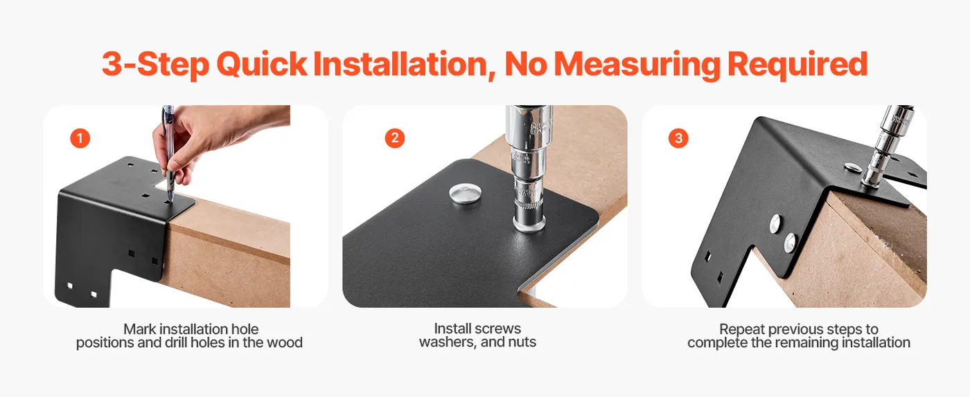 VEVOR Workbench Corner Bracket Kit 8 pcs/4*4 inch feature 3