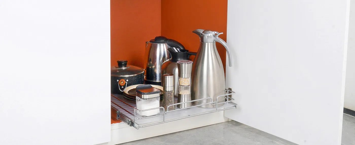 VEVOR 21.5"Wx21"Dx3.5"H Pull Out Cabinet Organizer 1 Layers Kitchenware Storage