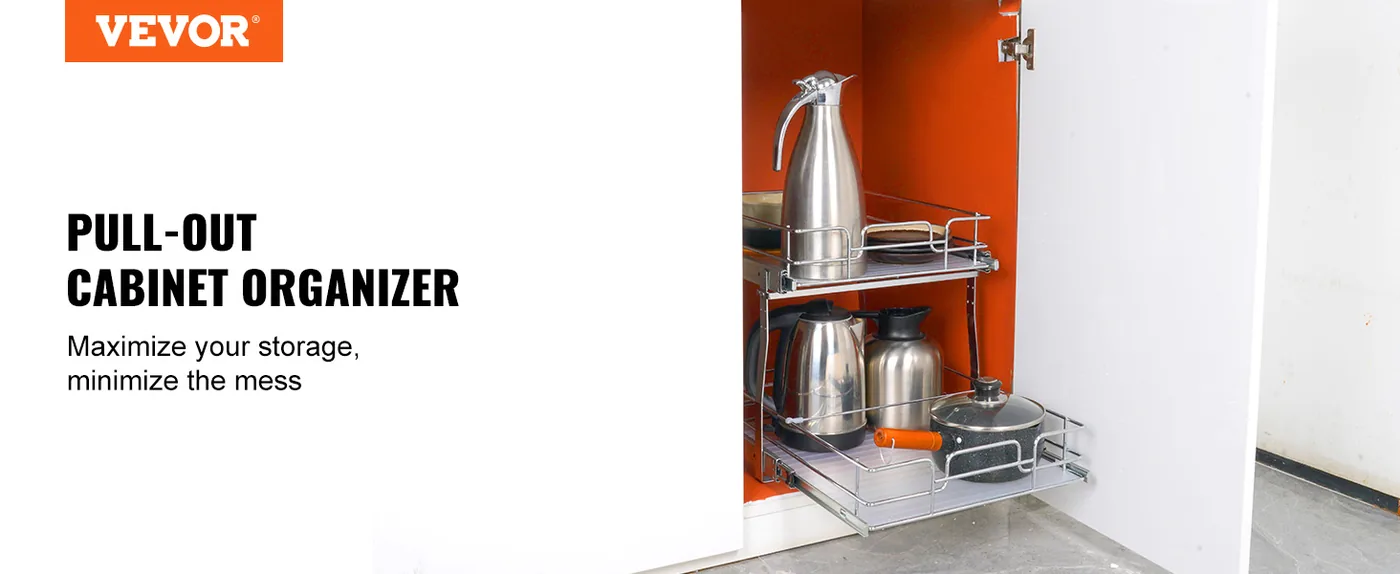 VEVOR 2 Tier 14"Wx21"Dx15"H Pull Out Cabinet Organizer 2 Lay overview