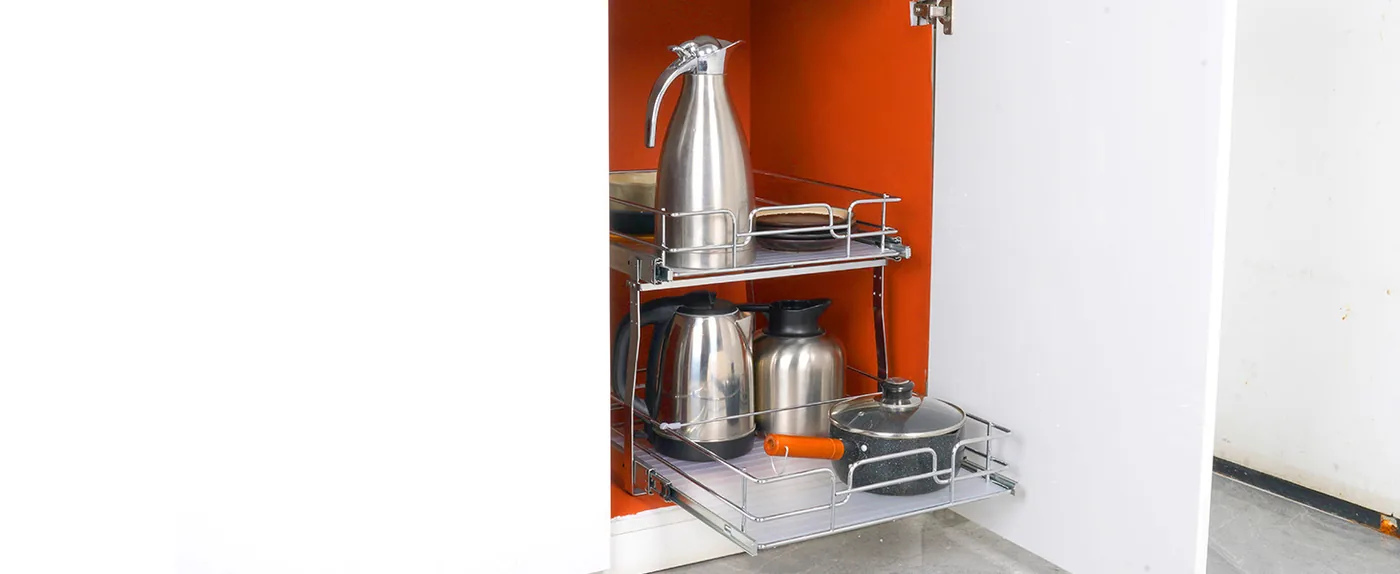 VEVOR 2 Tier 14"Wx21"Dx15"H Pull Out Cabinet Organizer 2 Lay Kitchenware Storage