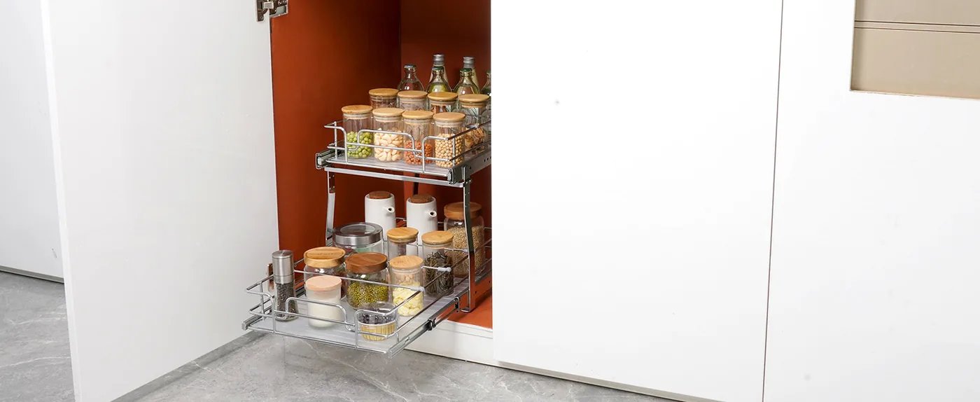 VEVOR 2 Tier 14"Wx21"Dx15"H Pull Out Cabinet Organizer 2 Lay Food Storage