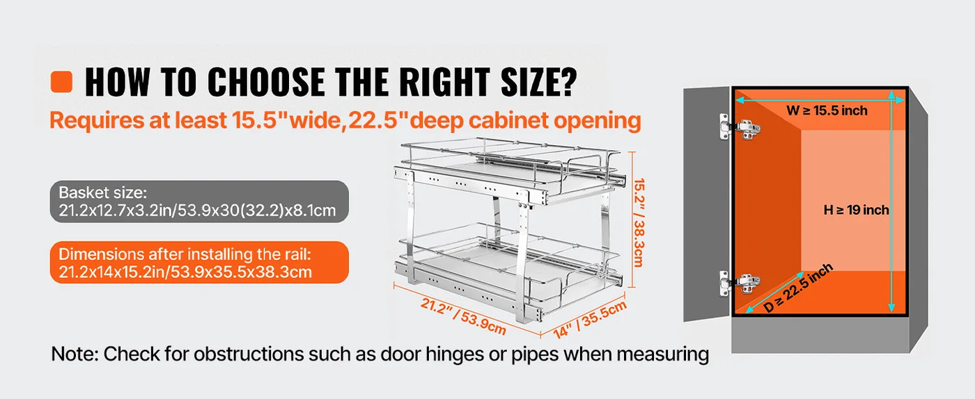 VEVOR 2 Tier 14"Wx21"Dx15"H Pull Out Cabinet Organizer 2 Lay feature 1