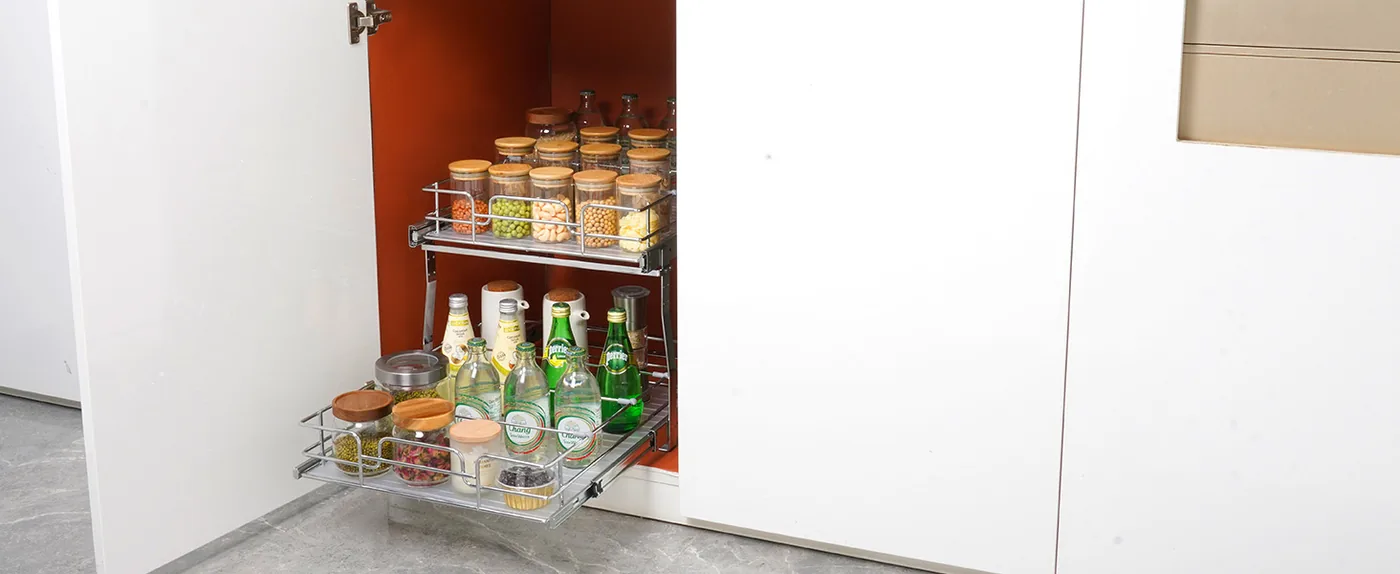 VEVOR 2 Tier 17"Wx21"Dx15"H Pull Out Cabinet Organizer 2 Lay Food Storage