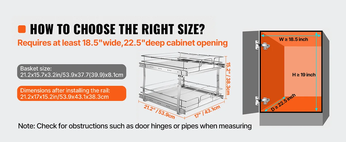 VEVOR 2 Tier 17"Wx21"Dx15"H Pull Out Cabinet Organizer 2 Lay feature 1
