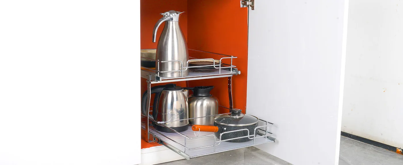 VEVOR 2 Tier 20"Wx21"Dx15"H Pull Out Cabinet Organizer 2 Lay Kitchenware Storage