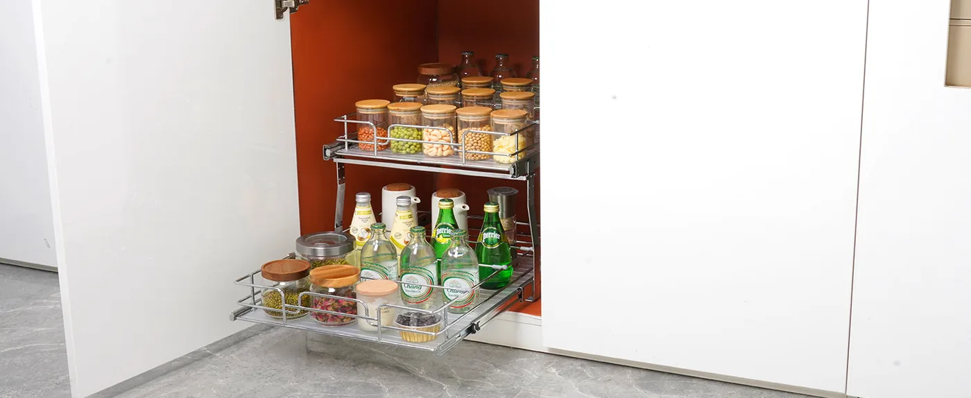VEVOR 2 Tier 20"Wx21"Dx15"H Pull Out Cabinet Organizer 2 Lay Food Storage