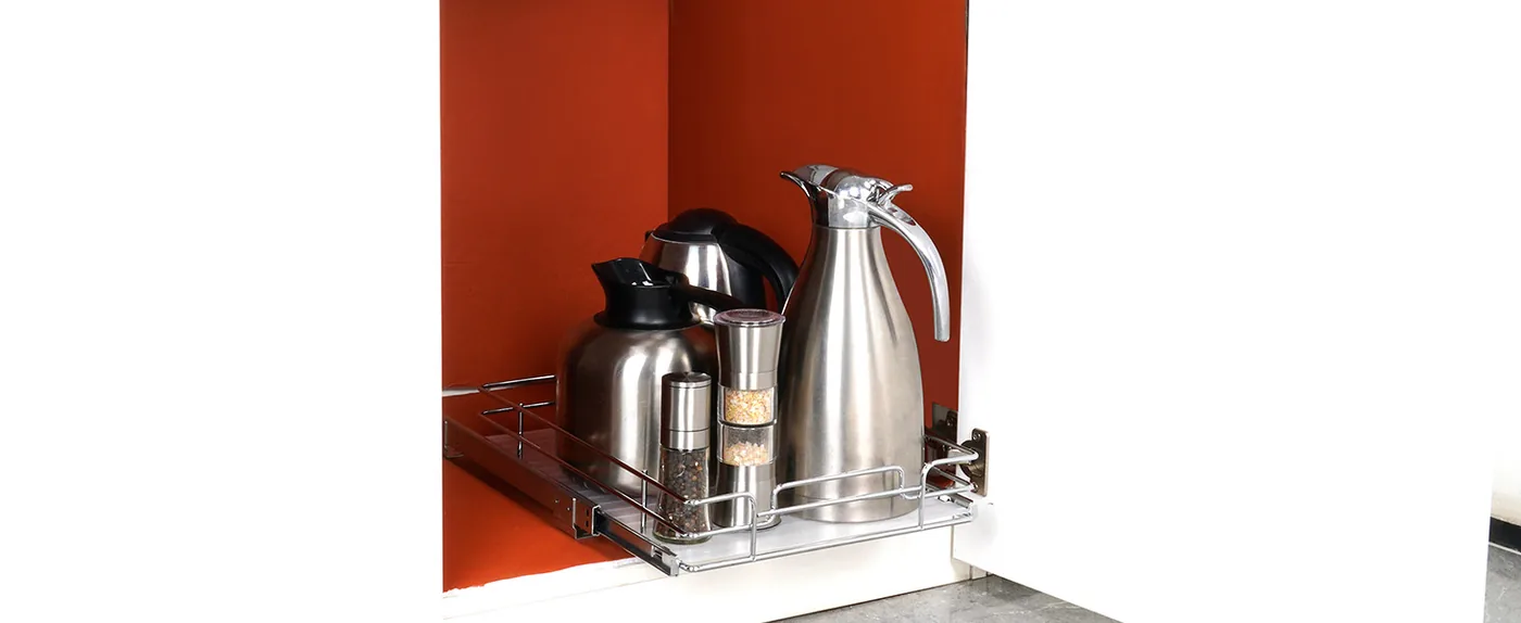 VEVOR 12.5"Wx16.5"Dx3.5"H Pull Out Cabinet Organizer 1 Layer Kitchenware Storage