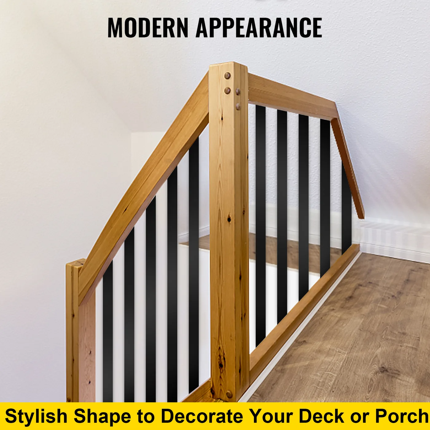 VEVOR deck railing balusters installed outdoors