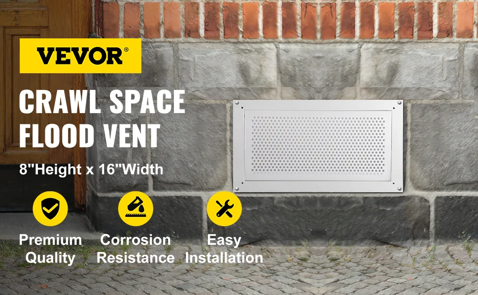 VEVOR Crawl Space Flood Vent Foundation Flood Vent 8"Height overview