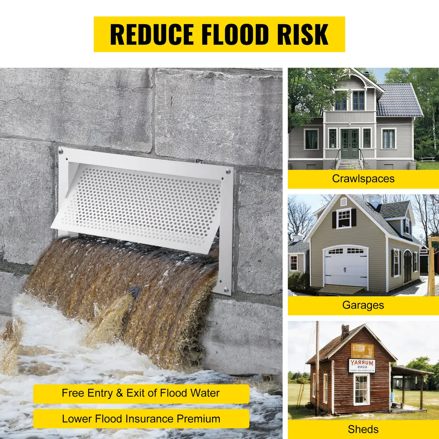 VEVOR Crawl Space Flood Vent Foundation Flood Vent 8"Height feature 2