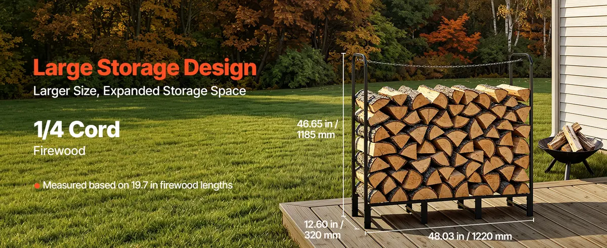 VEVOR firewood rack large 1/4 cord capacity