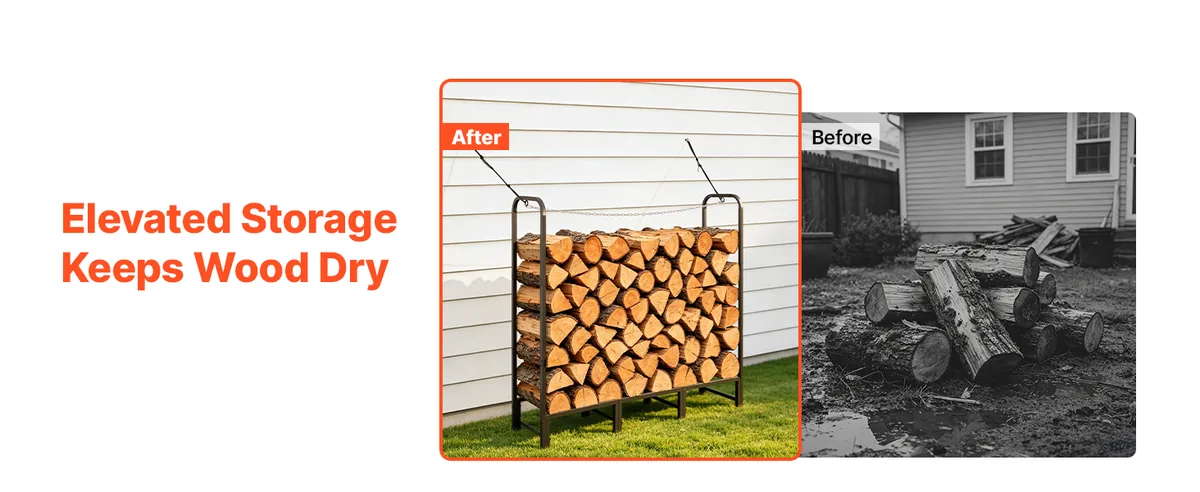 VEVOR firewood rack use comparison