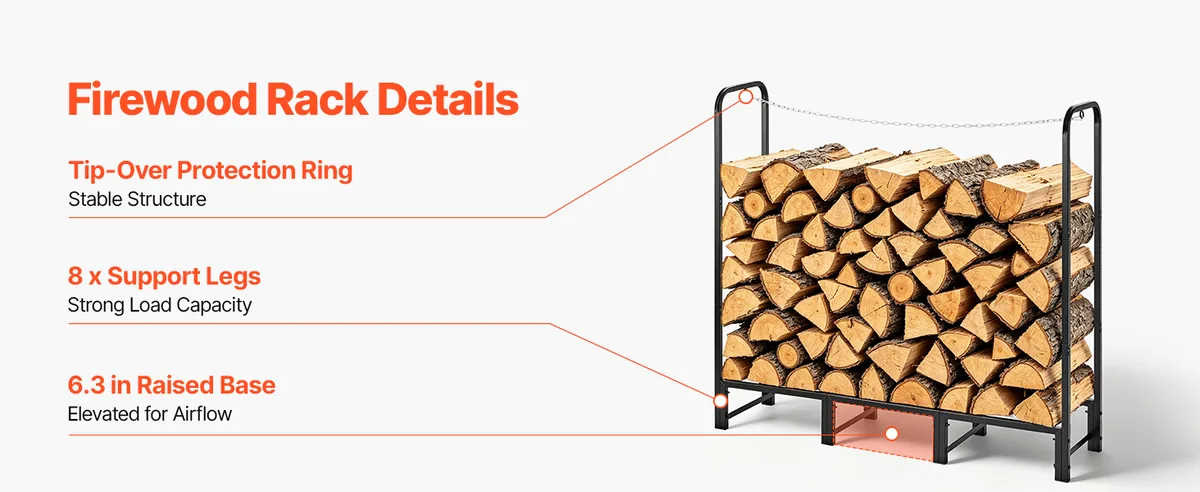 VEVOR firewood rack product details