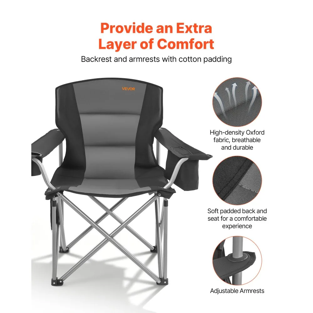 VEVOR oversized camp chair dimension guide