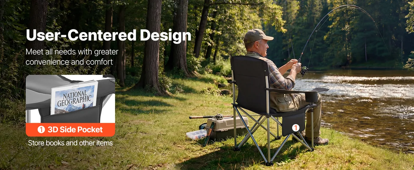 VEVOR Oversized Camping Chairs 450 lbs 2 Pack Storage Convenience