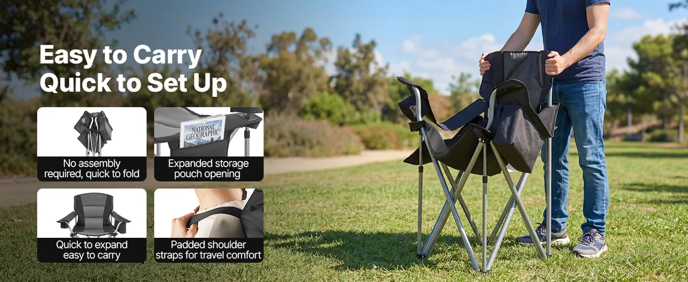 VEVOR Oversized Camping Chairs 450 lbs 2 Pack Easy to Carry